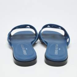 Pre Owned Louis Vuitton Blue Epi Leather LV Isola Flat Slides Size 37