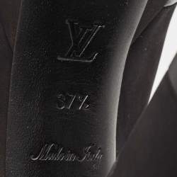 Pre Owned Louis Vuitton Black Nubuck Leather Embellished Platform Booties Size 37.5