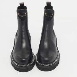 مملوكة مسبقًا حذاء بوت كاحل لوي فيتون قماش مونوغرام أسود/بني وجلد بوبورغ مقاس 38