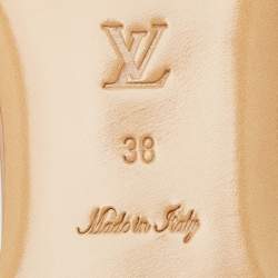 Pre Owned Louis Vuitton Dusty Pink Monogram Embossed Leather Revival Flat Slides Size 38