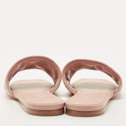 Pre Owned Louis Vuitton Dusty Pink Monogram Embossed Leather Revival Flat Slides Size 38