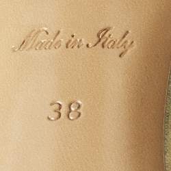 Pre Owned Louis Vuitton Gold Monogram Embossed Leather Revival Slide Sandals Size 38