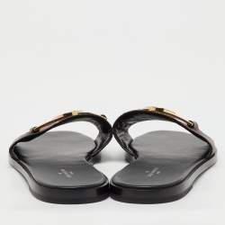 Pre Owned Louis Vuitton Brown Monogram Canvas Lock It Flat Slide Sandals Size 39