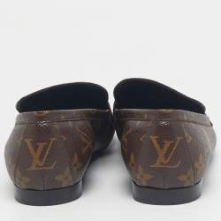 Pre Owned Louis Vuitton Brown Coated Canvas Upper Case Loafers Size 38.5