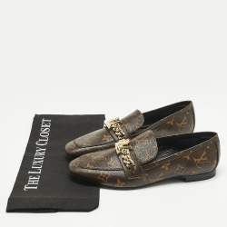 مملوكة مسبقًا Louis Vuitton Brown Monogram Coated Canvas Upper Case Loafers Size 38