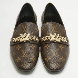 مملوكة مسبقًا Louis Vuitton Brown Monogram Coated Canvas Upper Case Loafers Size 38