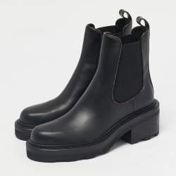 Pre Owned Louis Vuitton Black Leather Beaubourg Ankle Boots Size 38.5
