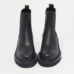 Pre Owned Louis Vuitton Black Leather Beaubourg Ankle Boots Size 38.5