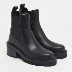 Pre Owned Louis Vuitton Black Leather Beaubourg Ankle Boots Size 38.5