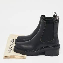 Pre Owned Louis Vuitton Black Leather Beaubourg Ankle Boots Size 38.5