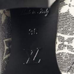 Pre Owned Louis Vuitton Grey/Black Monogram Denim and Leather Star Trail Ankle Boot Size 36