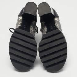 Pre Owned Louis Vuitton Grey/Black Monogram Denim and Leather Star Trail Ankle Boot Size 36