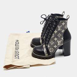 مملوكة مسبقًا Louis Vuitton Grey/Black Monogram Denim and Leather Star Trail Ankle Boot Size 36