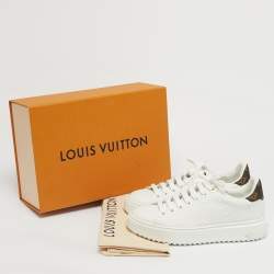 Pre Owned Louis Vuitton White Embossed Monogram Leather Time Out Low Top Sneakers Size 37.5