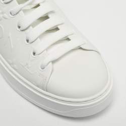 Pre Owned Louis Vuitton White Embossed Monogram Leather Time Out Low Top Sneakers Size 37.5