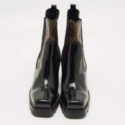 Pre Owned Louis Vuitton Black Leather LV Beaubourg Chelsea Ankle Boots Size 40