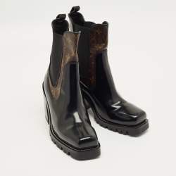 Pre Owned Louis Vuitton Black Leather LV Beaubourg Chelsea Ankle Boots Size 40