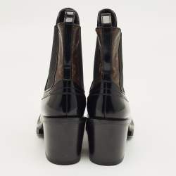 Pre Owned Louis Vuitton Black Leather LV Beaubourg Chelsea Ankle Boots Size 40