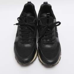 Pre Owned Louis Vuitton Run Away Size 39 Black Leather and Mesh Low Top Sneakers