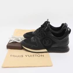Pre Owned Louis Vuitton Run Away Size 39 Black Leather and Mesh Low Top Sneakers
