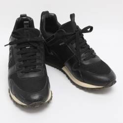 Pre Owned Louis Vuitton Run Away Size 39 Black Leather and Mesh Low Top Sneakers
