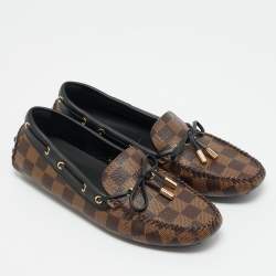مملوكة مسبقًا Louis Vuitton Gloria Size 38.5 Brown/Black Coated Canvas and Leather Loafers