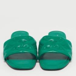 مملوكة مسبقًا صندل سلايد مسطح لوي فيتون نقش حرفي وردي غامق جلد مقاس 40