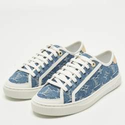 Pre Owned حذاء رياضي لوي فيتون لو توب أحمر برنيق وقماش كانفاس مغطى مونوجرام بني مقاس 39