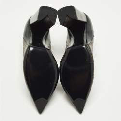 Pre Owned حذاء كعب عالي لوي فيتون مات شيك جلد وكانفاس مونوغرامي بني/أسود كعب مربع سميك مقاس 37