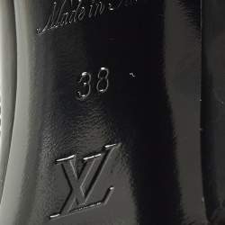 Pre Owned حذاء كعب عالي لوي فيتون مات شيك جلد وكانفاس مونوغرامي بني/أسود كعب مربع سميك مقاس 37