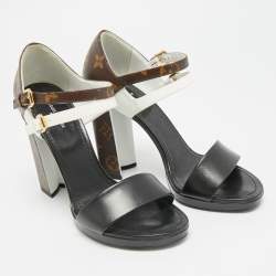 Pre Owned Louis Vuitton Matchmake Size 38 Multicolor Canvas and Leather Ankle Strap Sandals