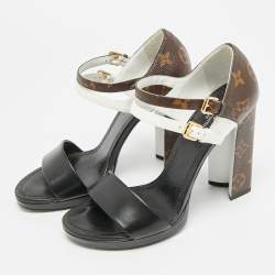 Pre Owned Louis Vuitton Matchmake Size 38 Multicolor Canvas and Leather Ankle Strap Sandals
