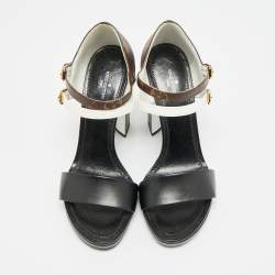 Pre Owned Louis Vuitton Matchmake Size 38 Multicolor Canvas and Leather Ankle Strap Sandals