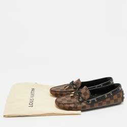 مملوكة مسبقًا حذاء لوفرز لوي فيتون غلوريا جلد ونقشة دامييه إبني بني/أسود مقاس 40