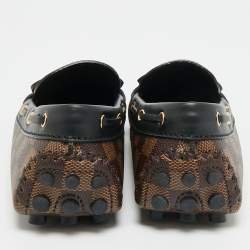 مملوكة مسبقًا حذاء لوفرز لوي فيتون غلوريا جلد ونقشة دامييه إبني بني/أسود مقاس 40