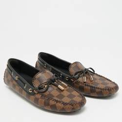 مملوكة مسبقًا حذاء لوفرز لوي فيتون غلوريا جلد ونقشة دامييه إبني بني/أسود مقاس 40