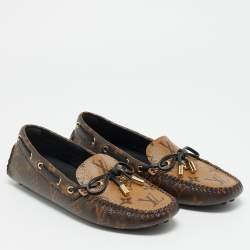 Pre Owned Louis Vuitton Gloria Size 37.5 Brown Monogram Canvas Loafers