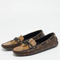 Pre Owned Louis Vuitton Gloria Size 37.5 Brown Monogram Canvas Loafers