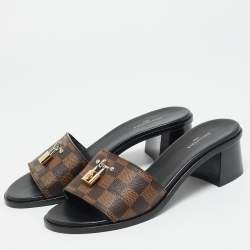 مملوكة مسبقًا Louis Vuitton Lock It Size 39 Brown Demier Canvas Slide Sandals
