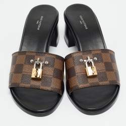 مملوكة مسبقًا Louis Vuitton Lock It Size 39 Brown Demier Canvas Slide Sandals