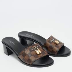 مملوكة مسبقًا Louis Vuitton Lock It Size 39 Brown Demier Canvas Slide Sandals