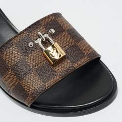 مملوكة مسبقًا Louis Vuitton Lock It Size 39 Brown Demier Canvas Slide Sandals