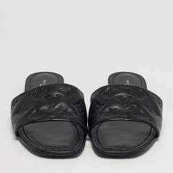 مملوكة مسبقًا Louis Vuitton Revival Size 38 Black Monogram Leather Flat Slide