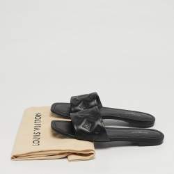 مملوكة مسبقًا Louis Vuitton Revival Size 38 Black Monogram Leather Flat Slide