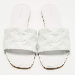 مملوكة  مسبقًا Louis Vuitton Revival Size 40 White Monogram Leather Flat Slide