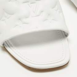مملوكة مسبقًا Louis Vuitton Revival Size 40 White Monogram Leather Flat Slide