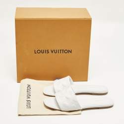 مملوكة مسبقًا Louis Vuitton Revival Size 40 White Monogram Leather Flat Slide