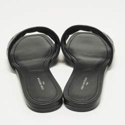 Pre Owned Louis Vuitton Revival Size 40 Black Leather Flat Sandals