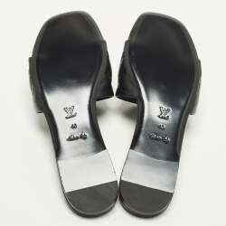 Pre Owned Louis Vuitton Revival Size 40 Black Leather Flat Sandals