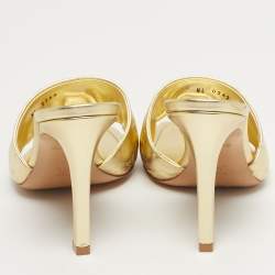 Pre Owned صندل لوي فيتون نقش المونوغرام فضي جلد منقوش مقاس 37